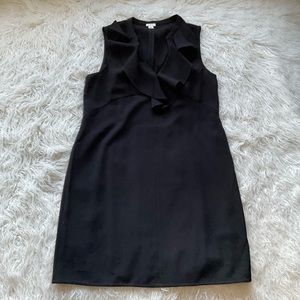 J. Crew Crepe Ruffle Neck Dress in Black